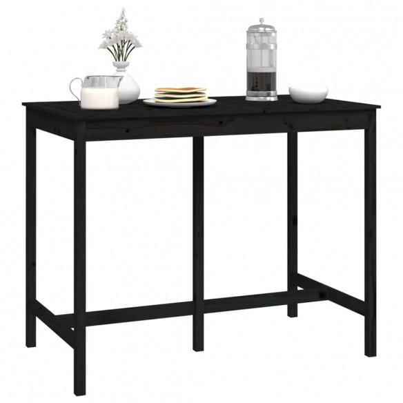 Table de bar Noir 140x80x110 cm Bois massif de pin