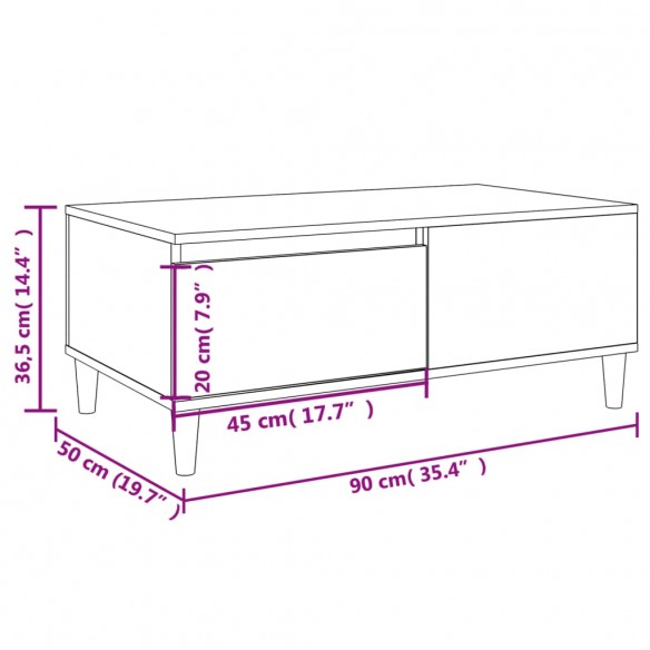 Table basse Blanc 90x50x36,5 cm Bois d'ingénierie