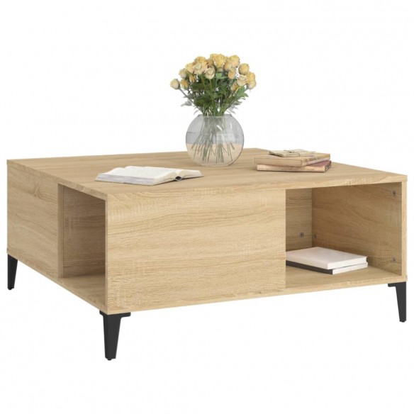 Table basse chêne sonoma 80x80x36,5 cm bois d'ingénierie