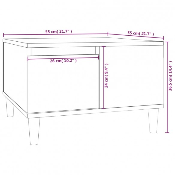 Table basse blanc brillant 55x55x36,5 cm bois d'ingénierie