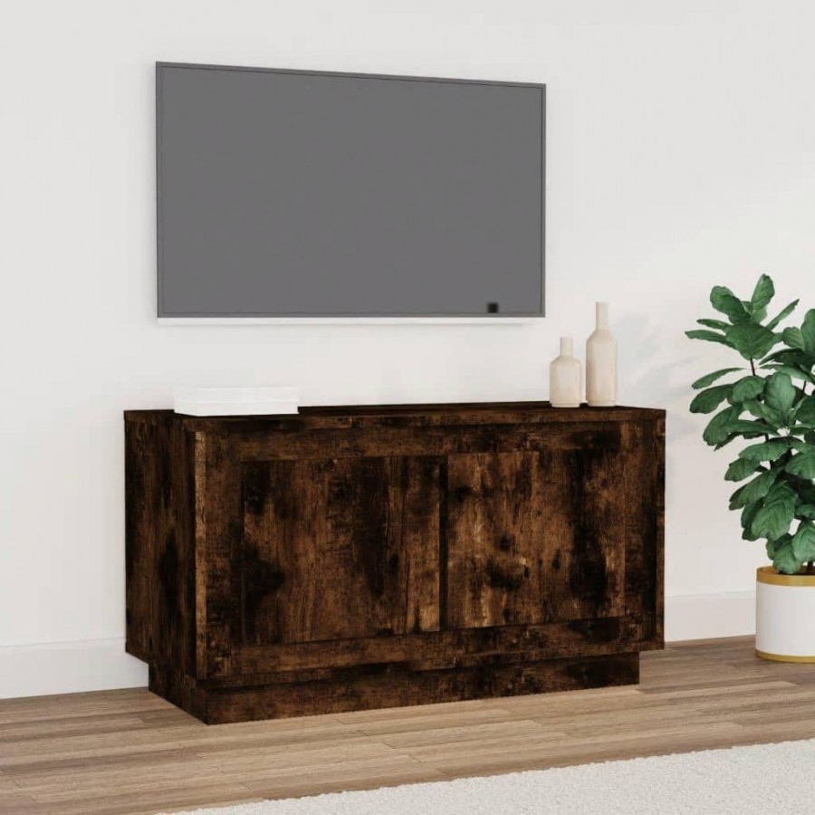 Meuble TV chêne fumé 80x35x45 cm bois d'ingénierie