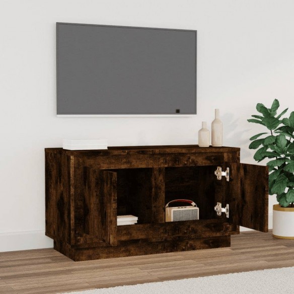 Meuble TV chêne fumé 80x35x45 cm bois d'ingénierie