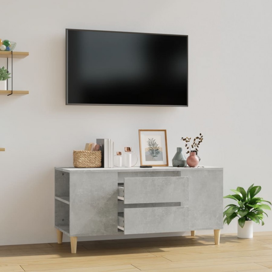 Meuble TV Gris béton 102x44,5x50 cm Bois d'ingénierie