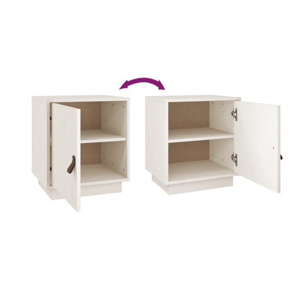 Tables de chevet 2 pcs Blanc 40x34x45 cm Bois de pin massif