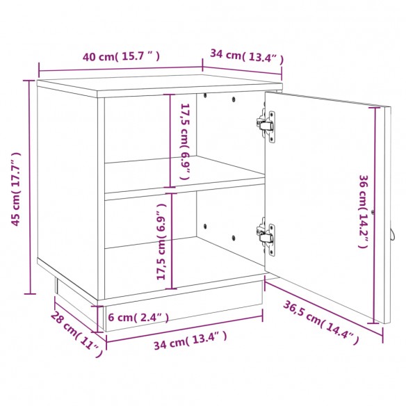 Tables de chevet 2 pcs Blanc 40x34x45 cm Bois de pin massif