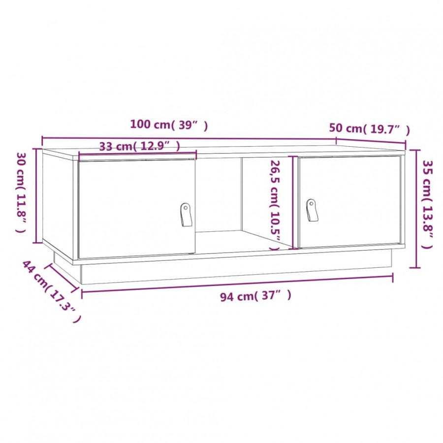 Table basse 100x50x35 cm Bois massif de pin