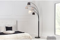 Lampadaire design arc à 5 lampes en tissu et métal