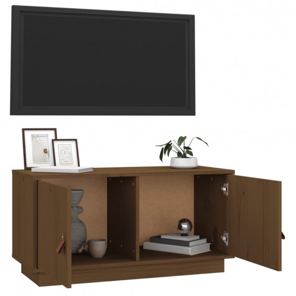 Meuble TV Marron miel 80x34x40 cm Bois de pin massif