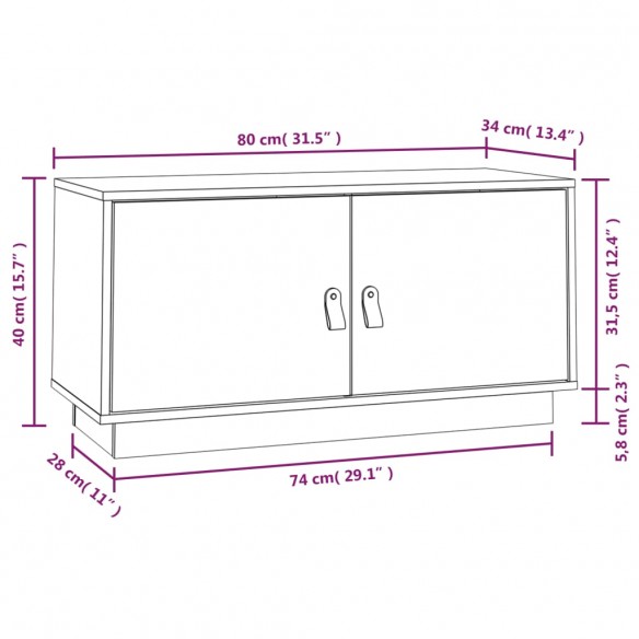 Meuble TV Marron miel 80x34x40 cm Bois de pin massif