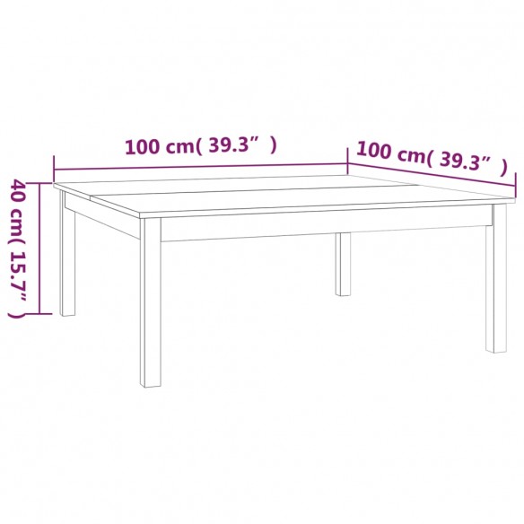 Table basse Marron miel 100x100x40 cm Bois massif de pin