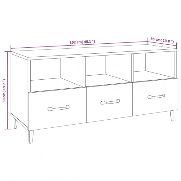 Meuble TV Chêne sonoma 102x35x50 cm Bois d'ingénierie