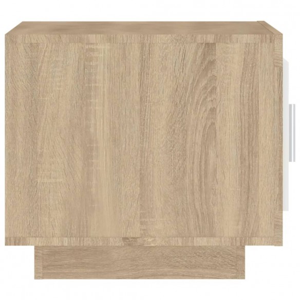 Table basse Blanc et chêne sonoma 51x50x45 cm Bois d'ingénierie