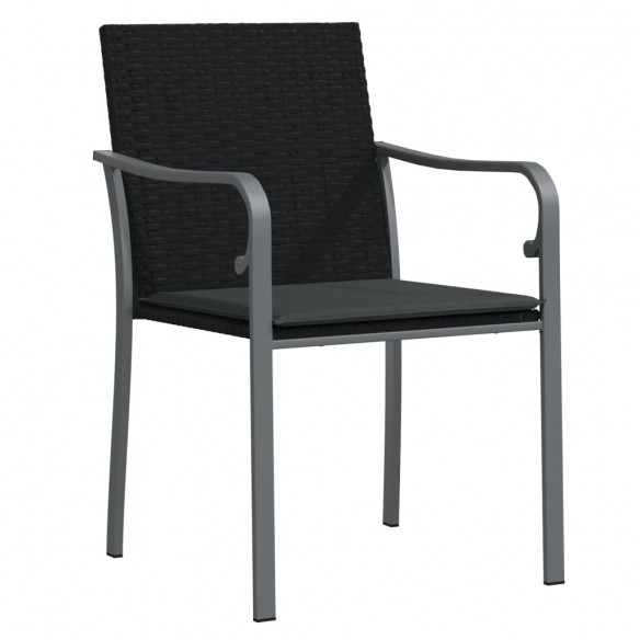 Chaises de jardin avec coussins lot de 2 noir 56x59x84 cm rotin