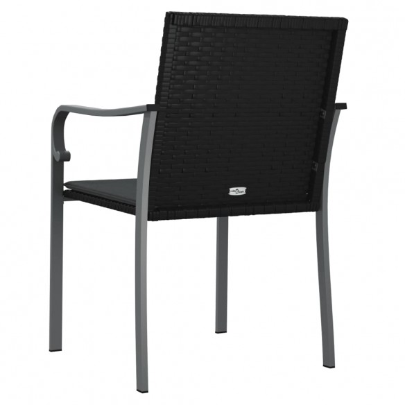 Chaises de jardin avec coussins lot de 2 noir 56x59x84 cm rotin