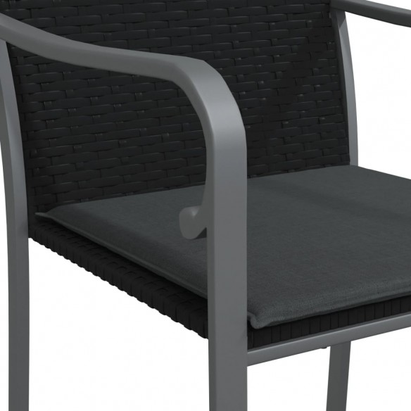 Chaises de jardin avec coussins lot de 2 noir 56x59x84 cm rotin