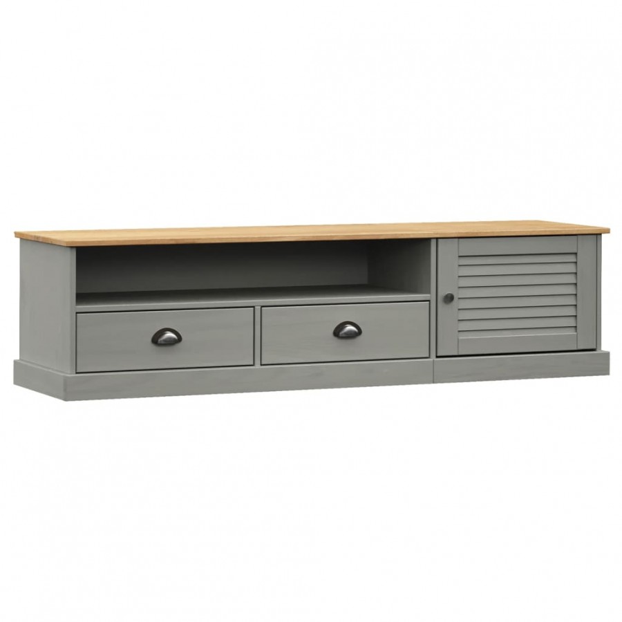 Meuble TV VIGO gris 156x40x40 cm bois massif de pin