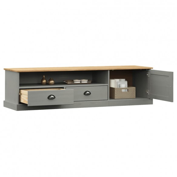 Meuble TV VIGO gris 156x40x40 cm bois massif de pin