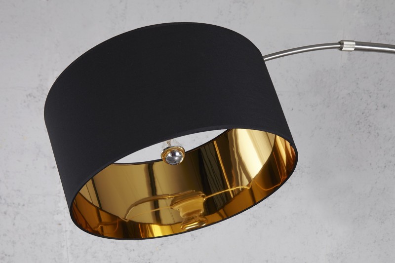 Lampadaire de 180cm extensible en arc  noir et or