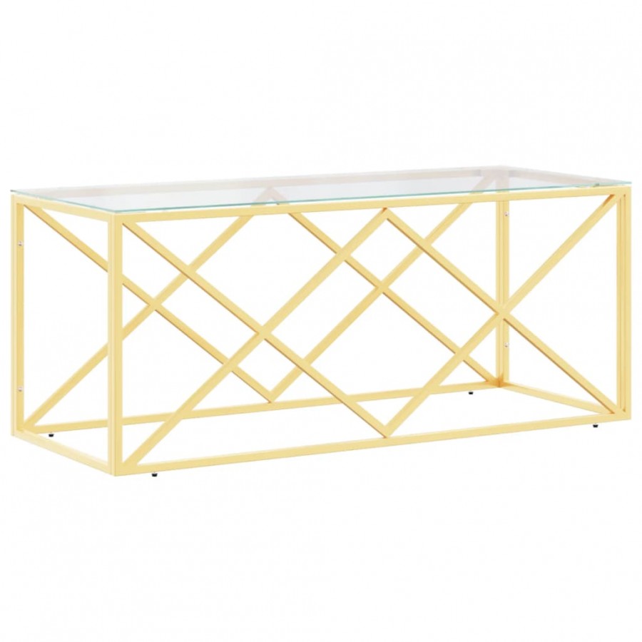 Table basse 110x45x45 cm acier inoxydable et verre