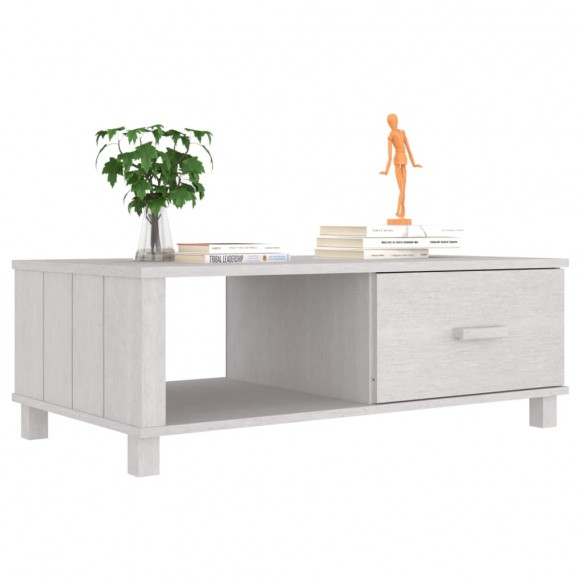 Table basse HAMAR Blanc 100x55x35 cm Bois massif de pin