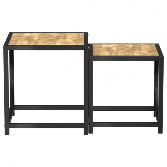 Tables à thé 2 pcs MDF Noir et jaune