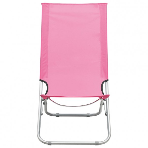 Chaises de plage pliables 2 pcs Rose Tissu