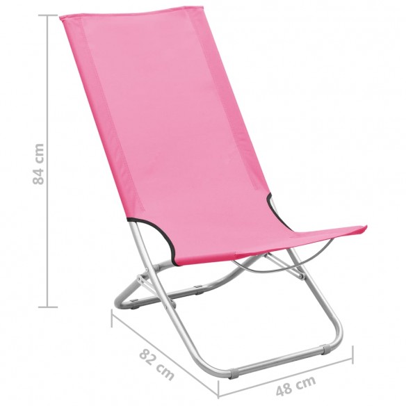 Chaises de plage pliables 2 pcs Rose Tissu