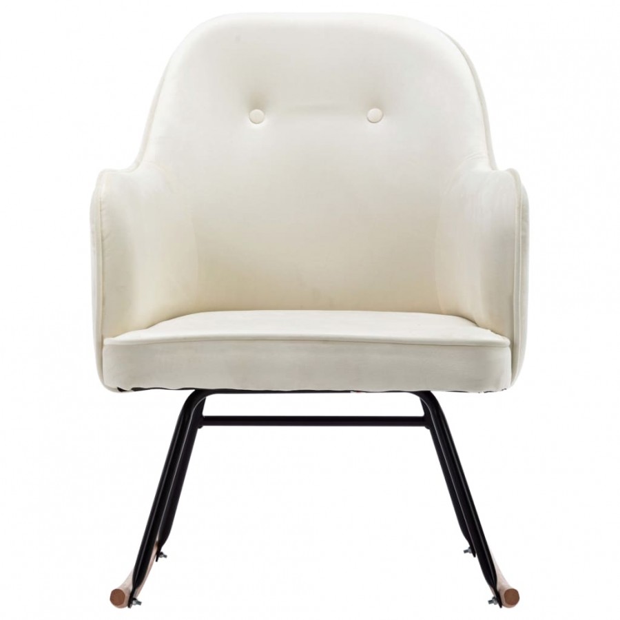Chaise à bascule Blanc crème Velours