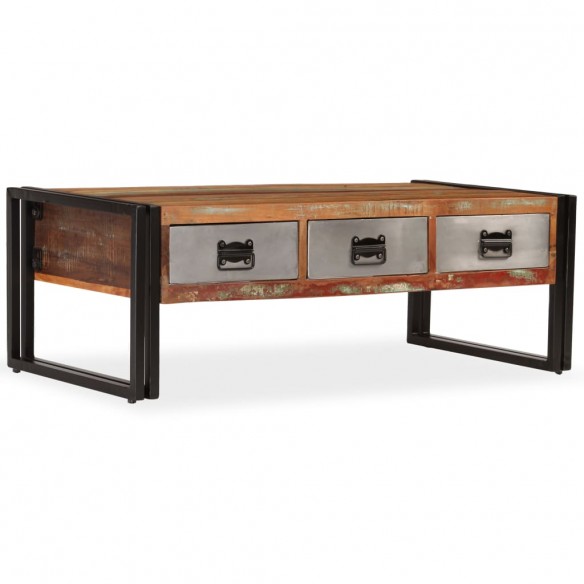 Table basse avec 3 tiroirs Bois de récupération 100x50x35 cm