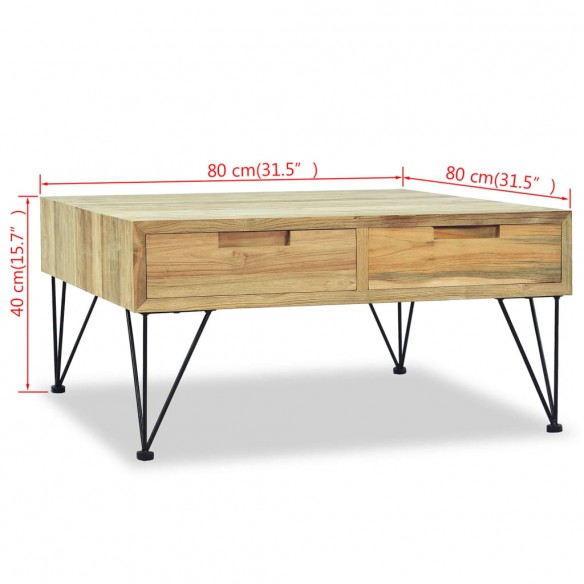 Table basse 80 x 80 x 40 cm Teck massif