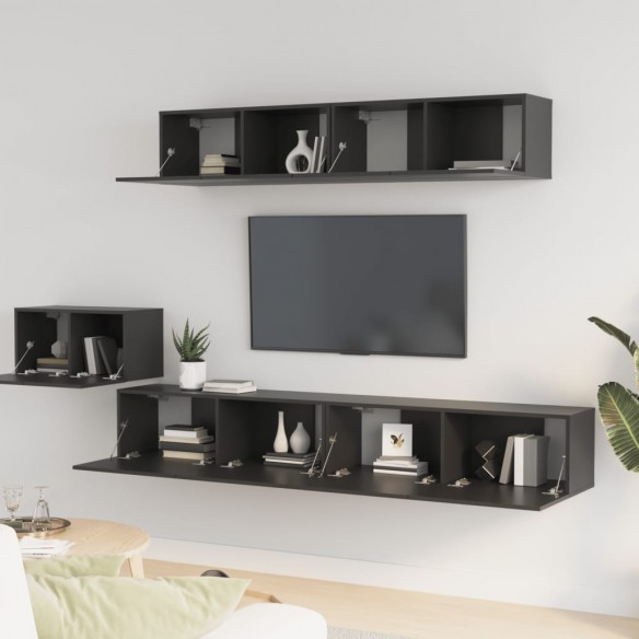 Ensemble de meubles TV 5 pcs Noir Bois d'ingénierie