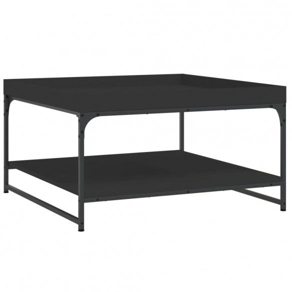 Table basse noir 80x80x45 cm bois d'ingénierie et fer