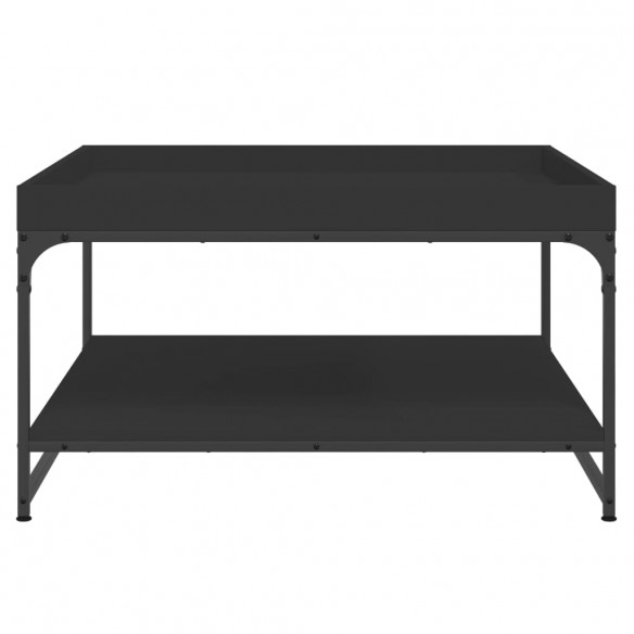 Table basse noir 80x80x45 cm bois d'ingénierie et fer