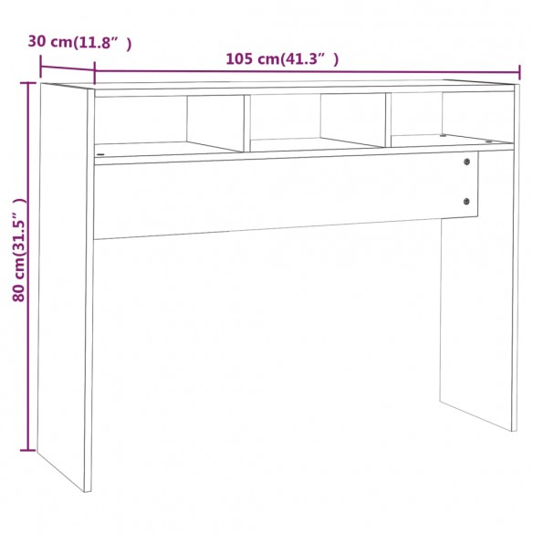 Table console Chêne sonoma 105x30x80 cm Aggloméré