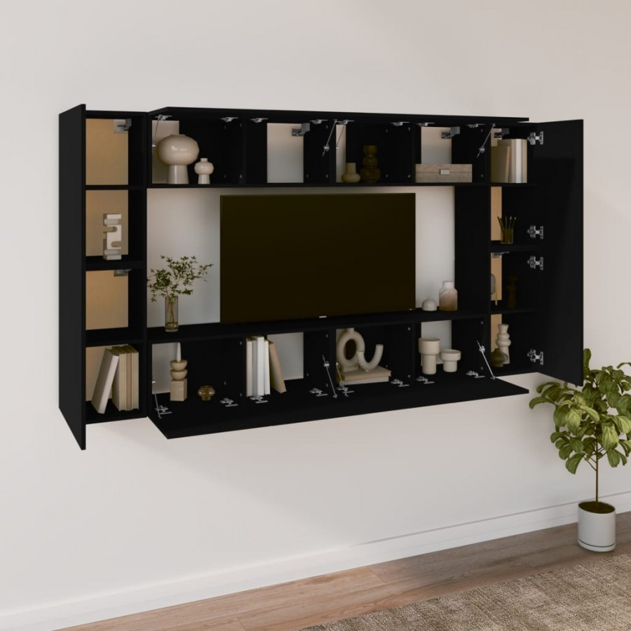 Ensemble de meubles TV 8 pcs Noir  Ensemble de meubles TV 8 pcs Noir