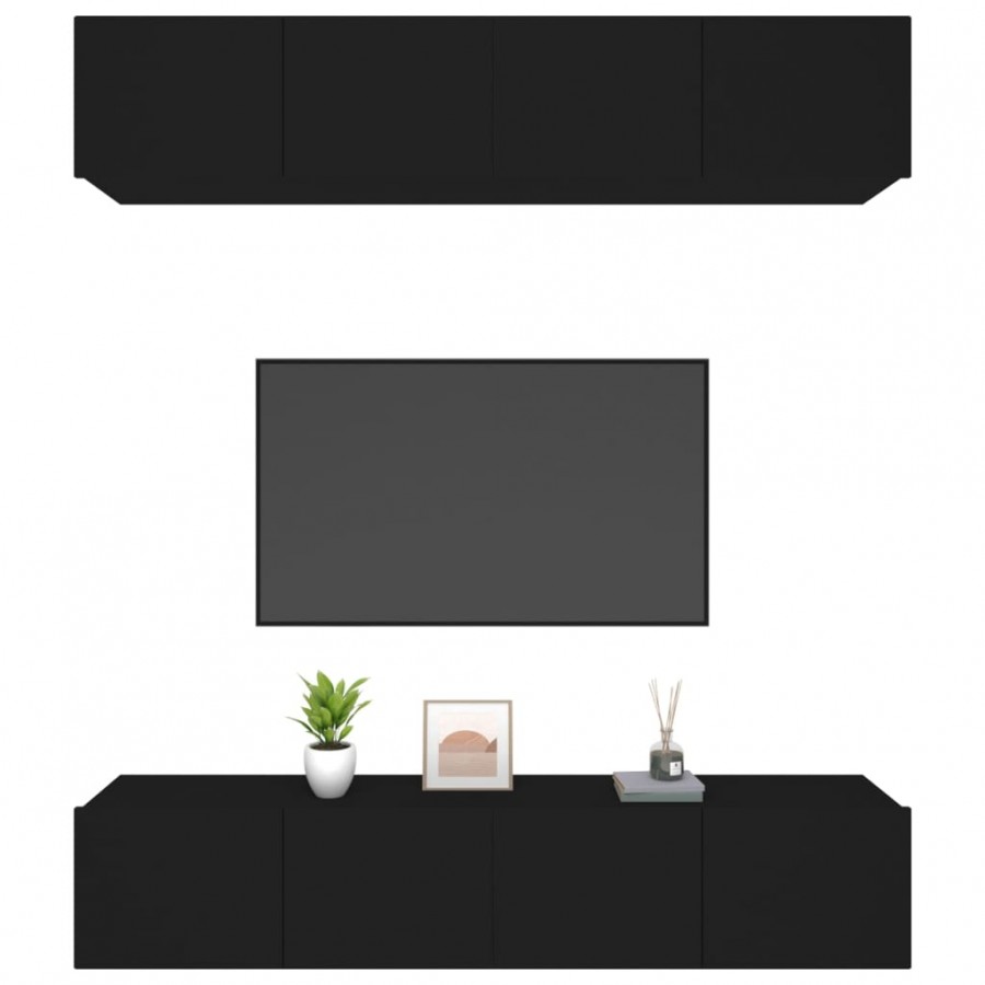 Meubles TV 4 pcs Noir 80x30x30 cm  Meubles TV 4 pcs Noir 80x30x30 cm