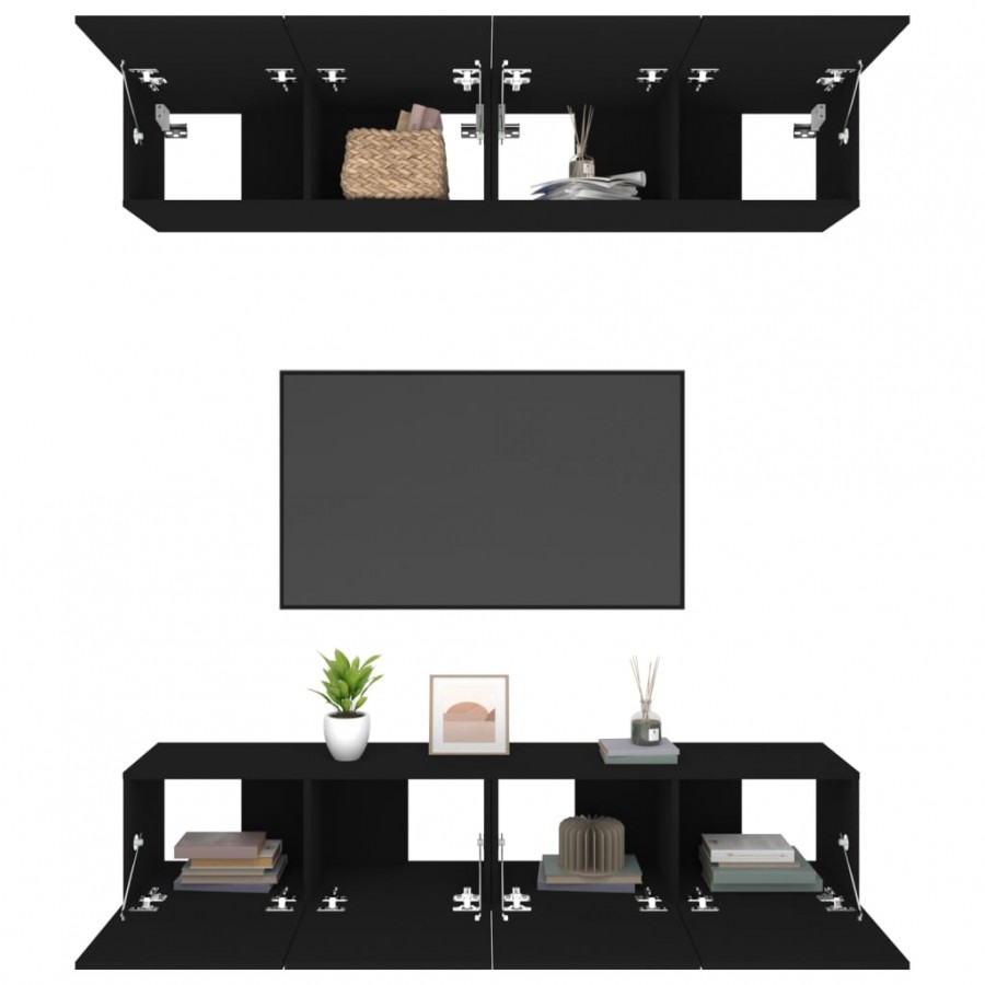 Meubles TV 4 pcs Noir 80x30x30 cm  Meubles TV 4 pcs Noir 80x30x30 cm
