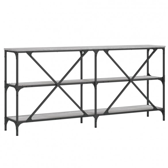 Table console sonoma gris 160x30x75 cm bois d'ingénierie et fer