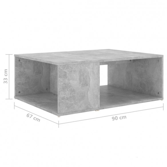Table basse Gris béton 90x67x33 cm Aggloméré