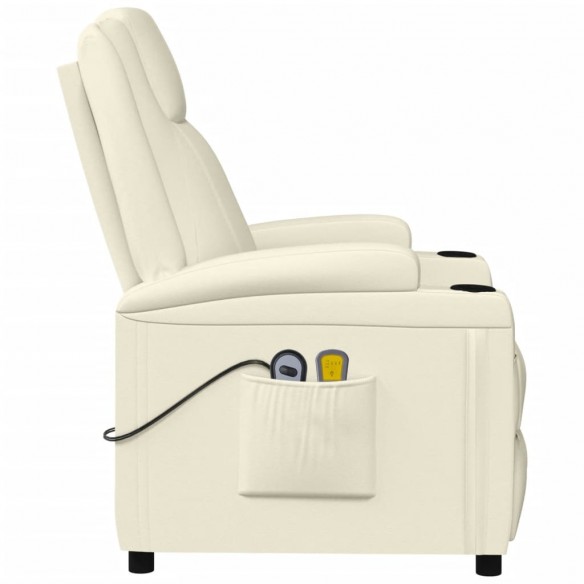 Fauteuil électrique de massage Crème blanc Similicuir