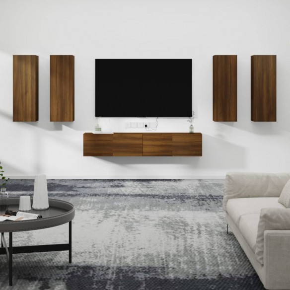 Ensemble de meubles TV 6 pcs Chêne marron Bois d'ingénierie