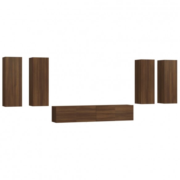 Ensemble de meubles TV 6 pcs Chêne marron Bois d'ingénierie