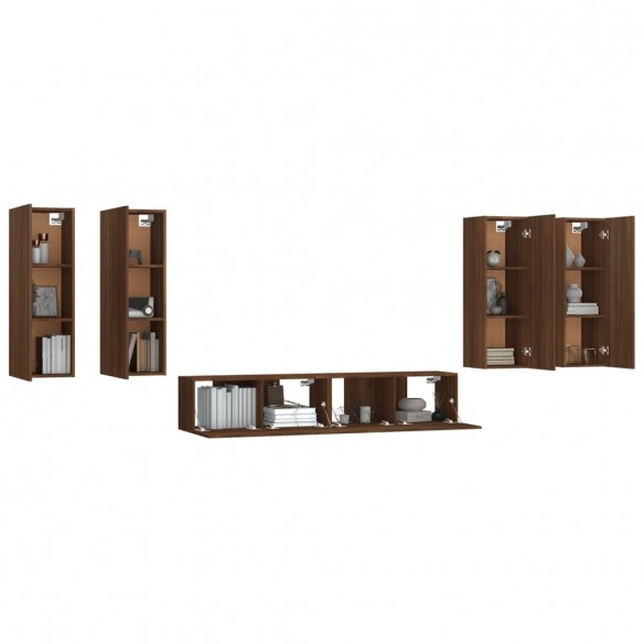 Ensemble de meubles TV 6 pcs Chêne marron Bois d'ingénierie