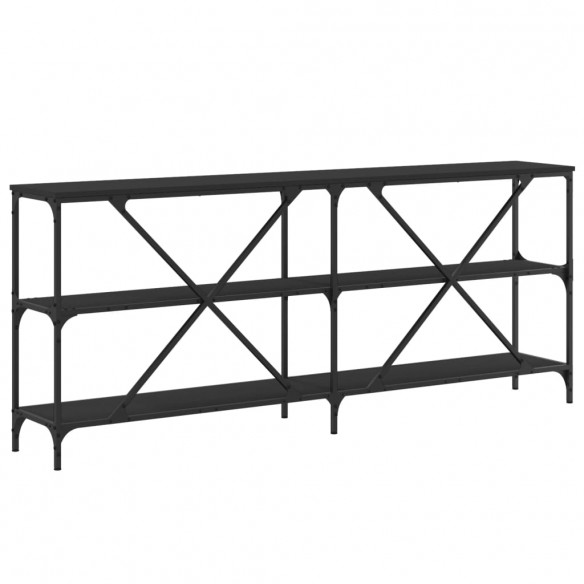 Table console noir 180x30x75 cm bois d'ingénierie et fer