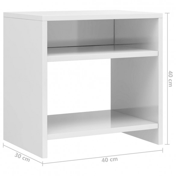 Table de chevet Blanc brillant 40 x 30 x 40 cm Aggloméré