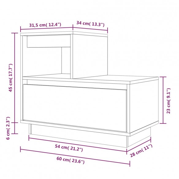 Table de chevet 60x34x51 cm Bois de pin solide