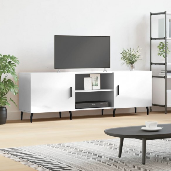 Meuble TV blanc brillant 150x30x50 cm bois d'ingénierie