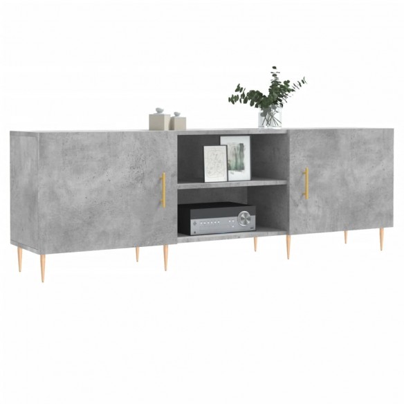 Meuble TV gris béton 150x30x50 cm bois d'ingénierie