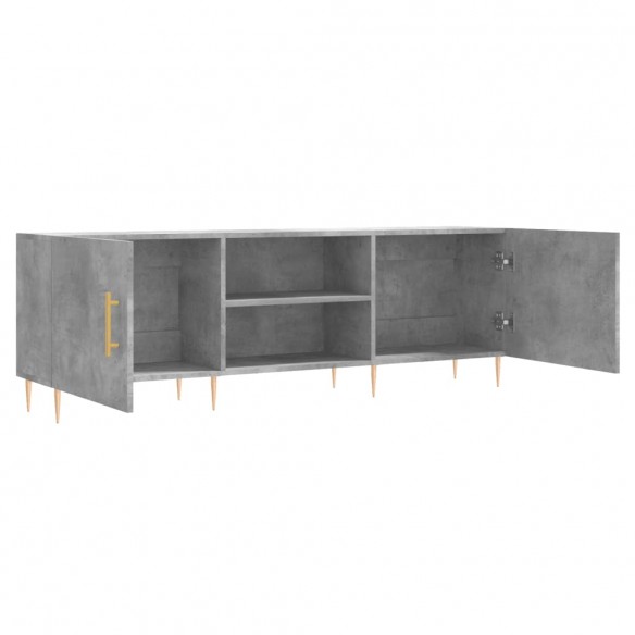 Meuble TV gris béton 150x30x50 cm bois d'ingénierie