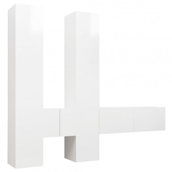 Ensemble de meuble TV 6 pcs Blanc brillant Aggloméré